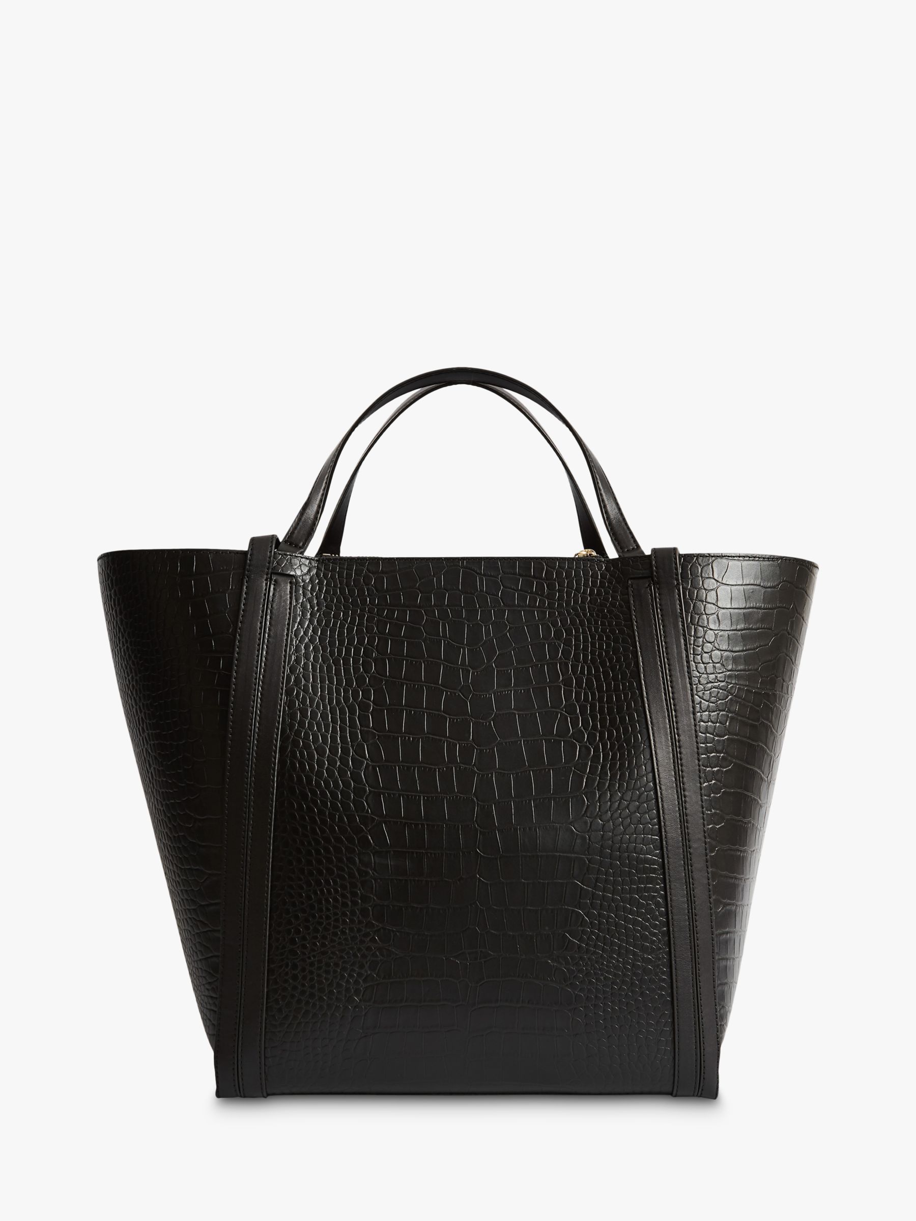 Reiss Allegra Leather Tote Bag, Black