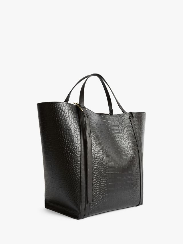 Reiss Allegra Leather Tote Bag Black