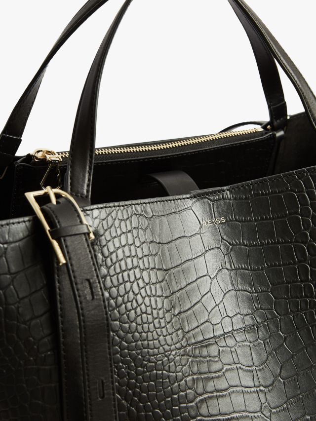 Reiss Allegra Leather Tote Bag Black