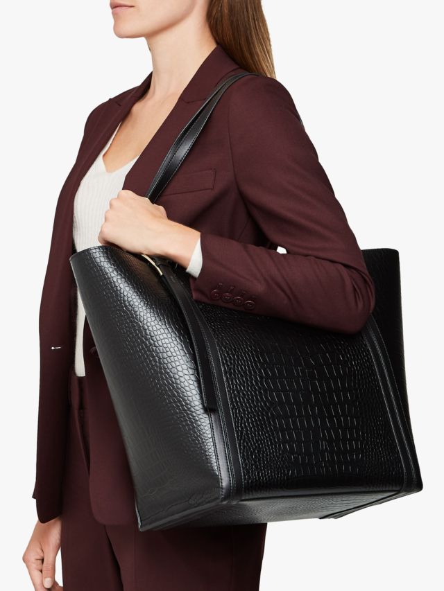 Reiss Allegra Leather Tote Bag Black