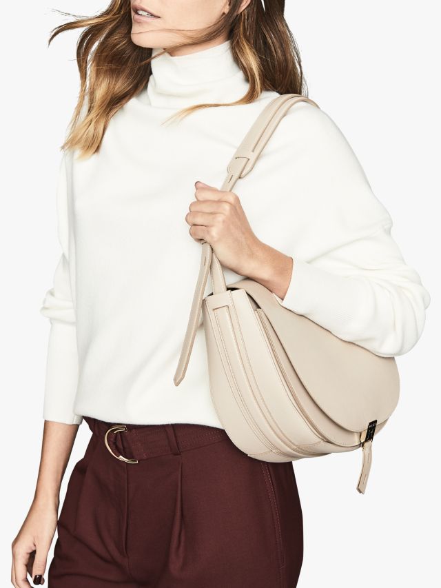 Reiss Hurlingham Leather Shoulder Bag Soft Truffle