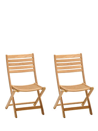 John Lewis & Partners Longstock Folding Garden Chairs, Set of 2, FSC-Certified (Teak Wood), Natural