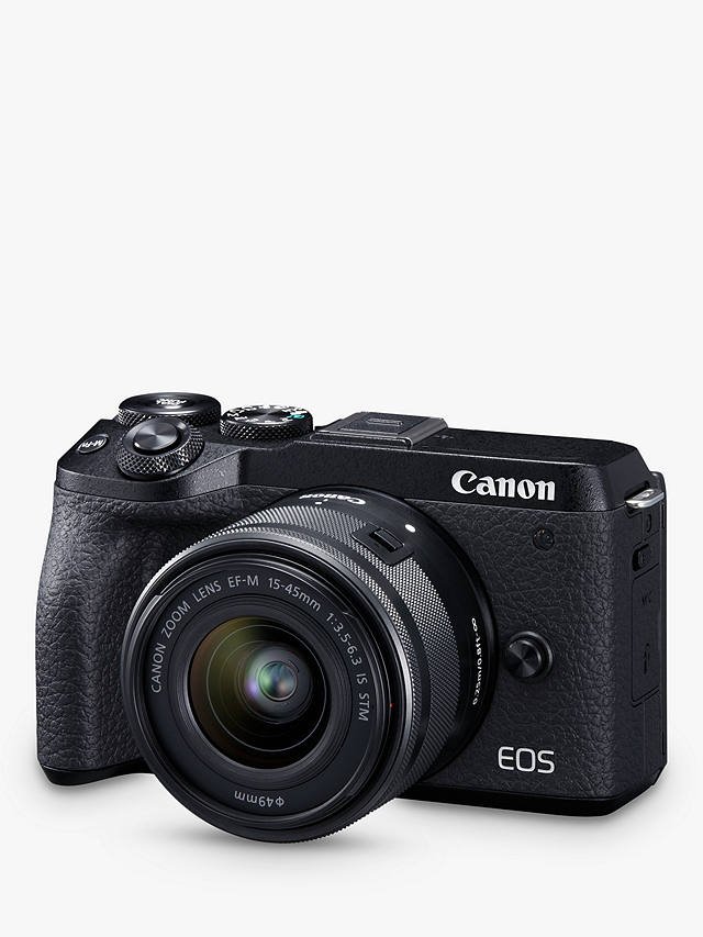 Canon EOS M6 Mark II Compact System Camera with EF-M 15-45mm IS STM Lens, 4K Ultra HD, 32.5MP, Wi-Fi, Bluetooth, 3" LCD Tiltable Touch Screen, Black
