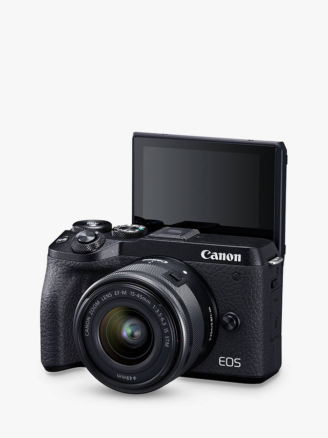 Canon EOS M6 Mark II Compact System Camera with EF-M 15-45mm IS STM Lens, 4K Ultra HD, 32.5MP, Wi-Fi, Bluetooth, 3" LCD Tiltable Touch Screen, Black