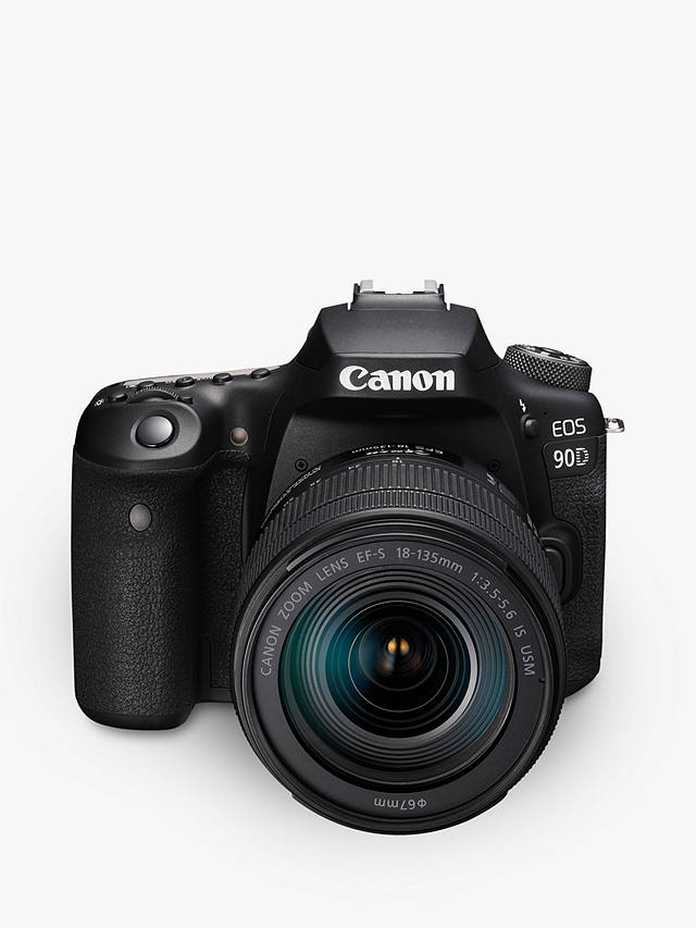 johnlewis.com | Canon EOS 90D Digital SLR Camera with 18-135mm Lens, 4K Ultra HD, 32.5MP, Wi-Fi, Bluetooth, Optical Viewfinder, 3" Vari-Angle Touchscreen