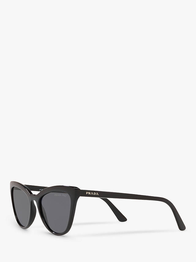 Prada PR 01VS Women's Polarised Cat's Eye Sunglasses, Black/Grey