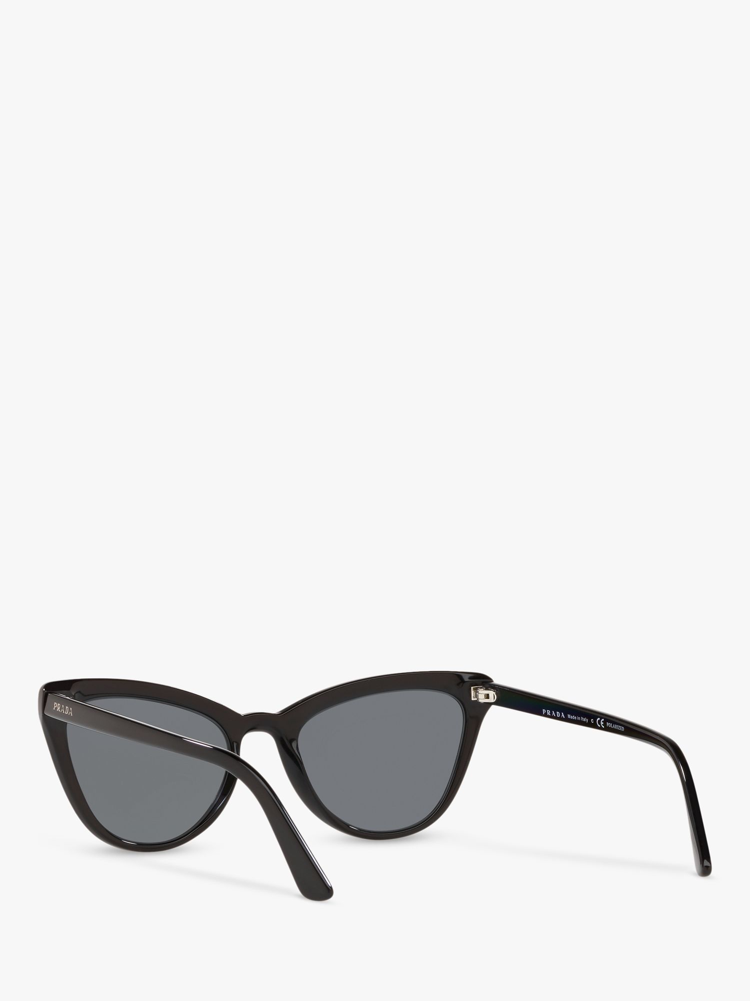 Prada PR 01VS Women's Polarised Cat's Eye Sunglasses, Black/Grey at John Lewis & Partners