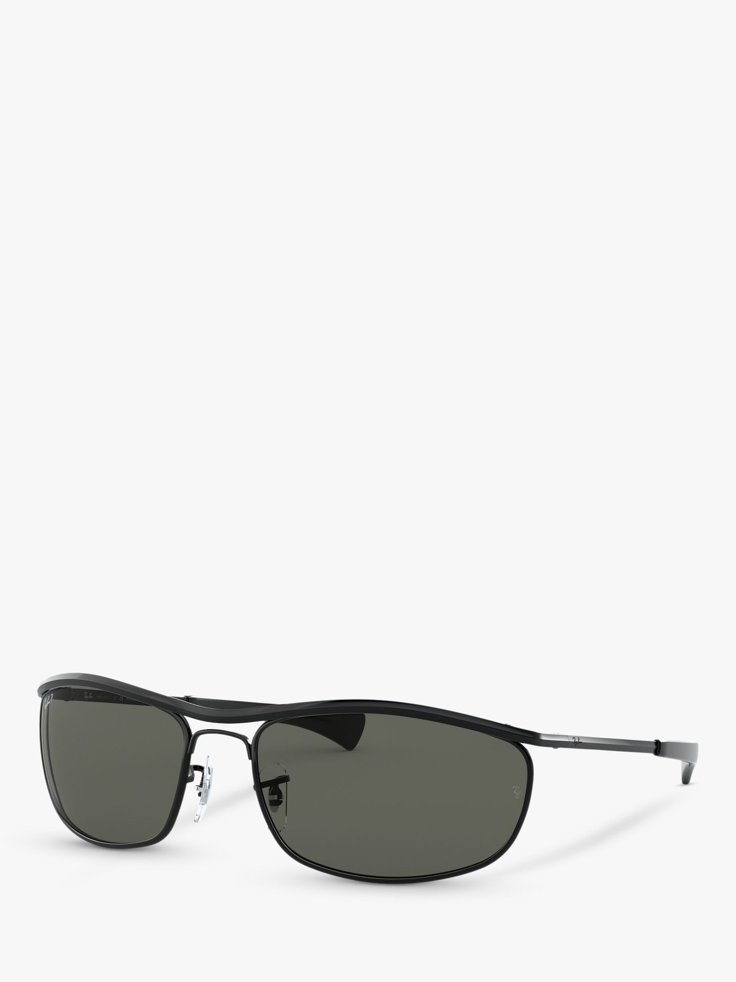 Ray-Ban RB3119M Unisex Polarised Wrap Sunglasses, Black/Grey at John Lewis  & Partners