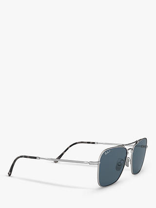 Ray-Ban RB8136 Unisex Polarised Square Sunglasses, Metallics