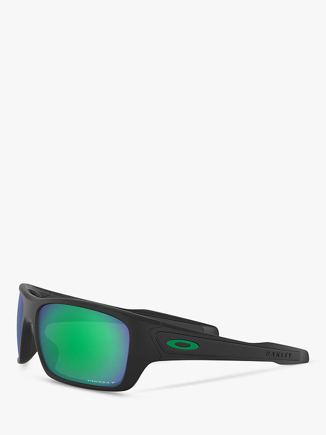 Oakley OO9263 Men's Turbine Prizm Polarised Sunglasses, Matte Black/Green