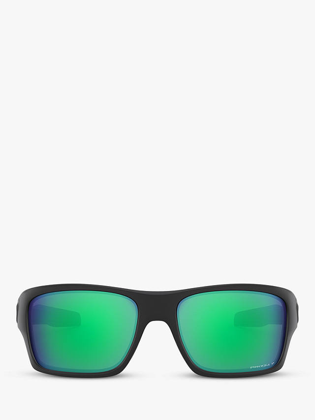 Oakley OO9263 Men's Turbine Prizm Polarised Sunglasses, Matte Black/Green