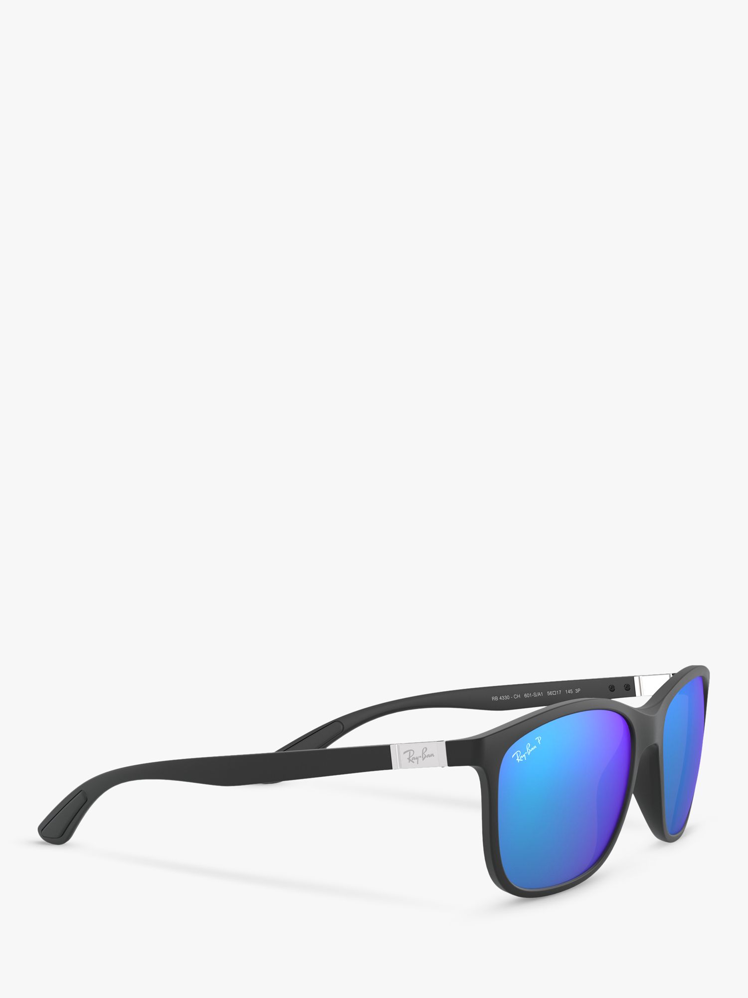 Ray-Ban RB4330 Unisex Chromance Polarised Square Sunglasses, Black/Mirrored  Blue at John Lewis & Partners