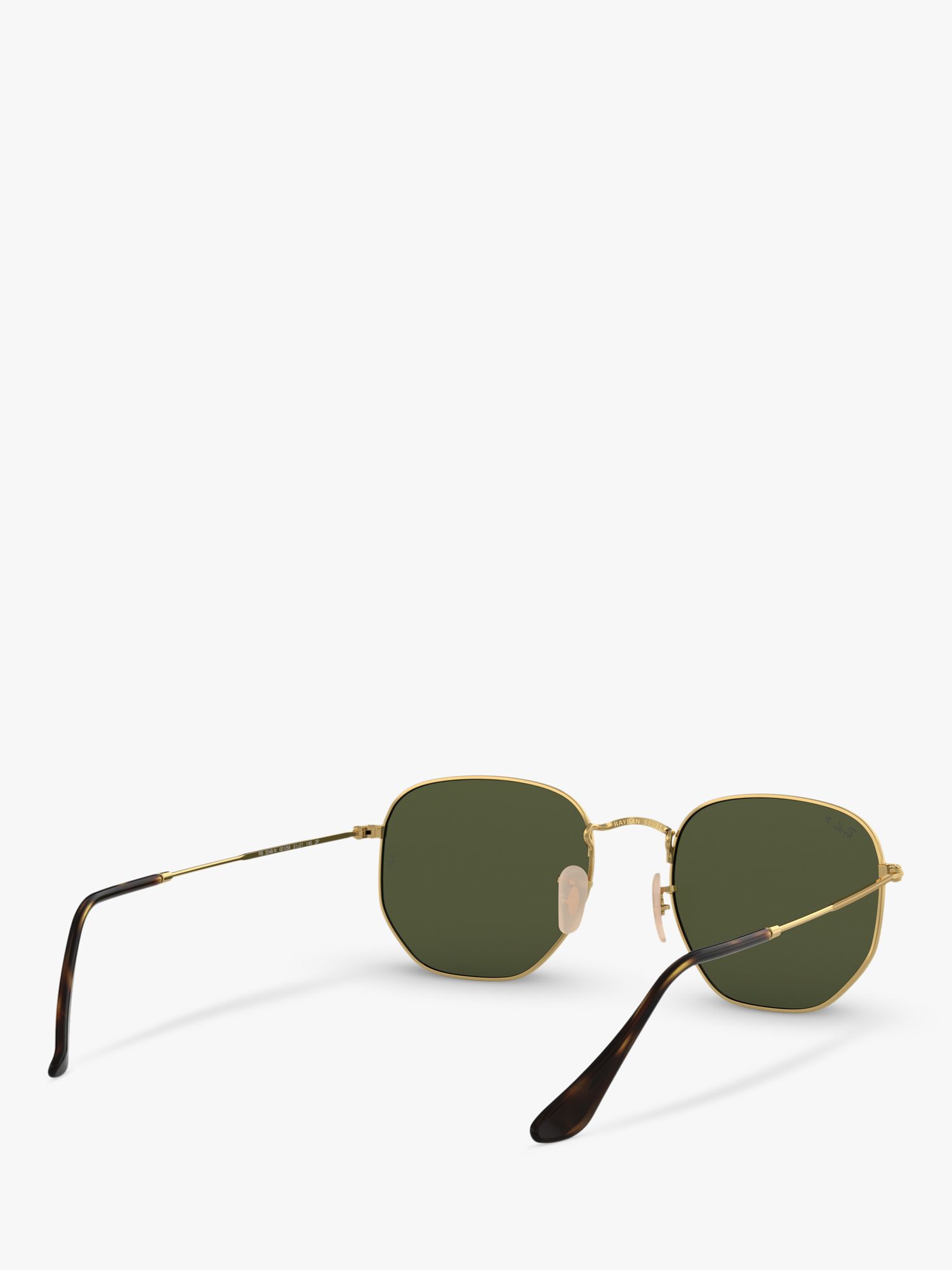 Ray-Ban RB3548N Unisex Polarised Hexagonal Sunglasses, Gold/Green