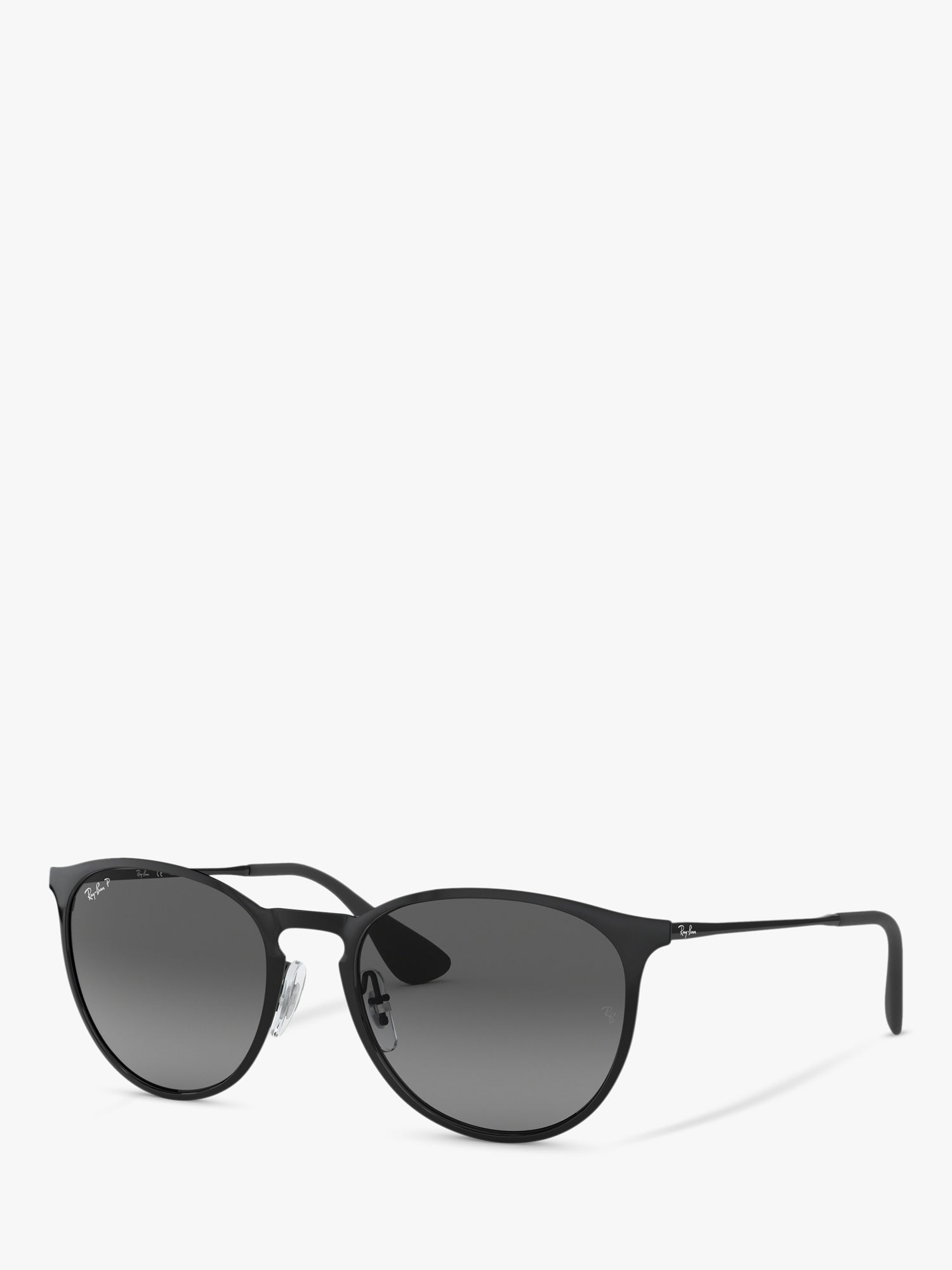 Ray-Ban RB3539 Women's Erika Polarised Oval Sunglasses, Black/Grey Gradient  at John Lewis & Partners