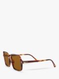 Ray-Ban RB1973 Women's Polarised Square Sunglasses, Striped Havana/Brown