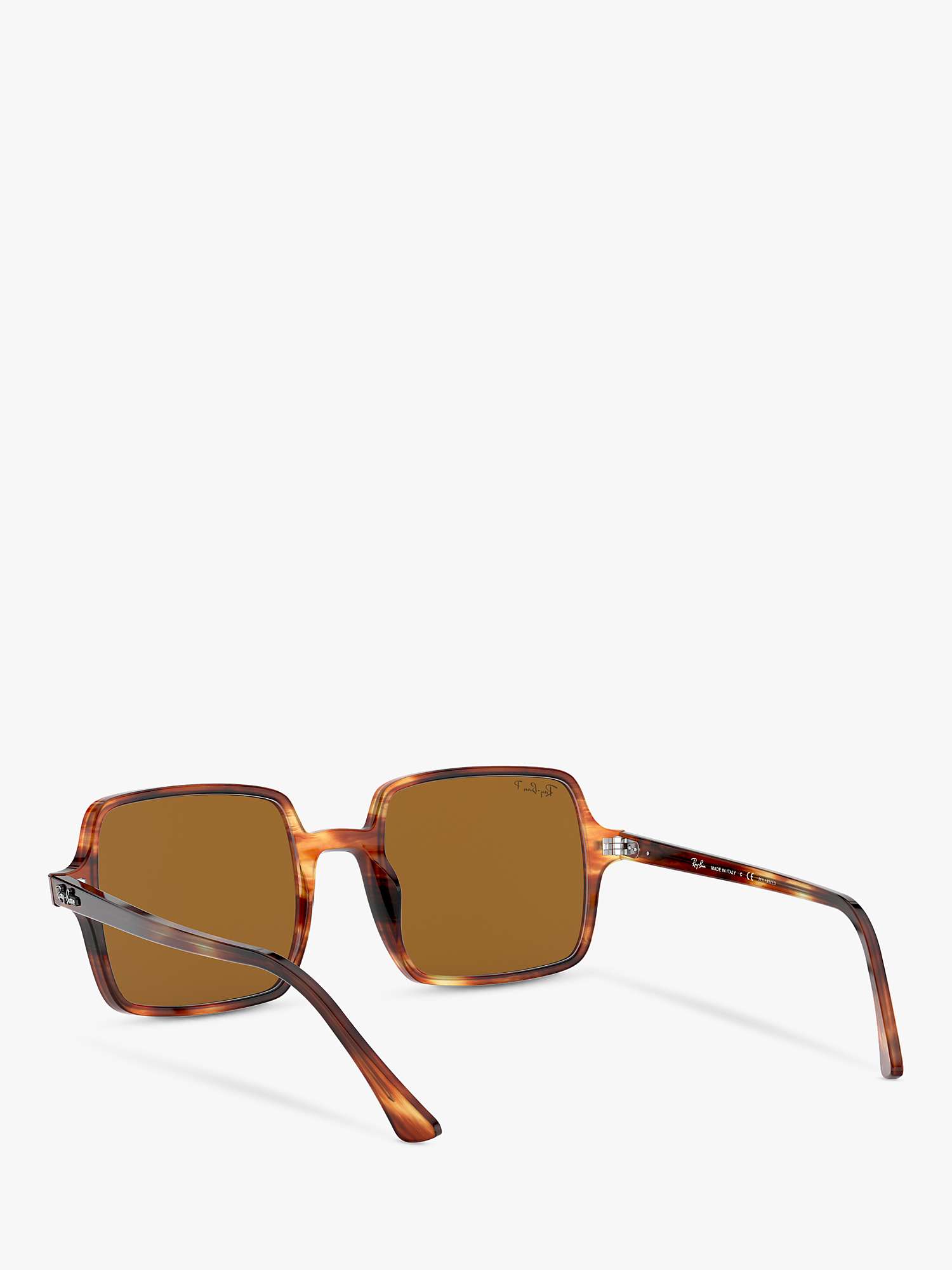 Buy Ray-Ban RB1973 Women's Polarised Square Sunglasses, Striped Havana/Brown Online at johnlewis.com