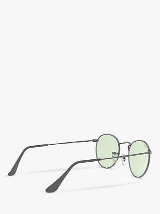 Ray-Ban RB3447 Men's Round Sunglasses, Gunmetal/Light Green