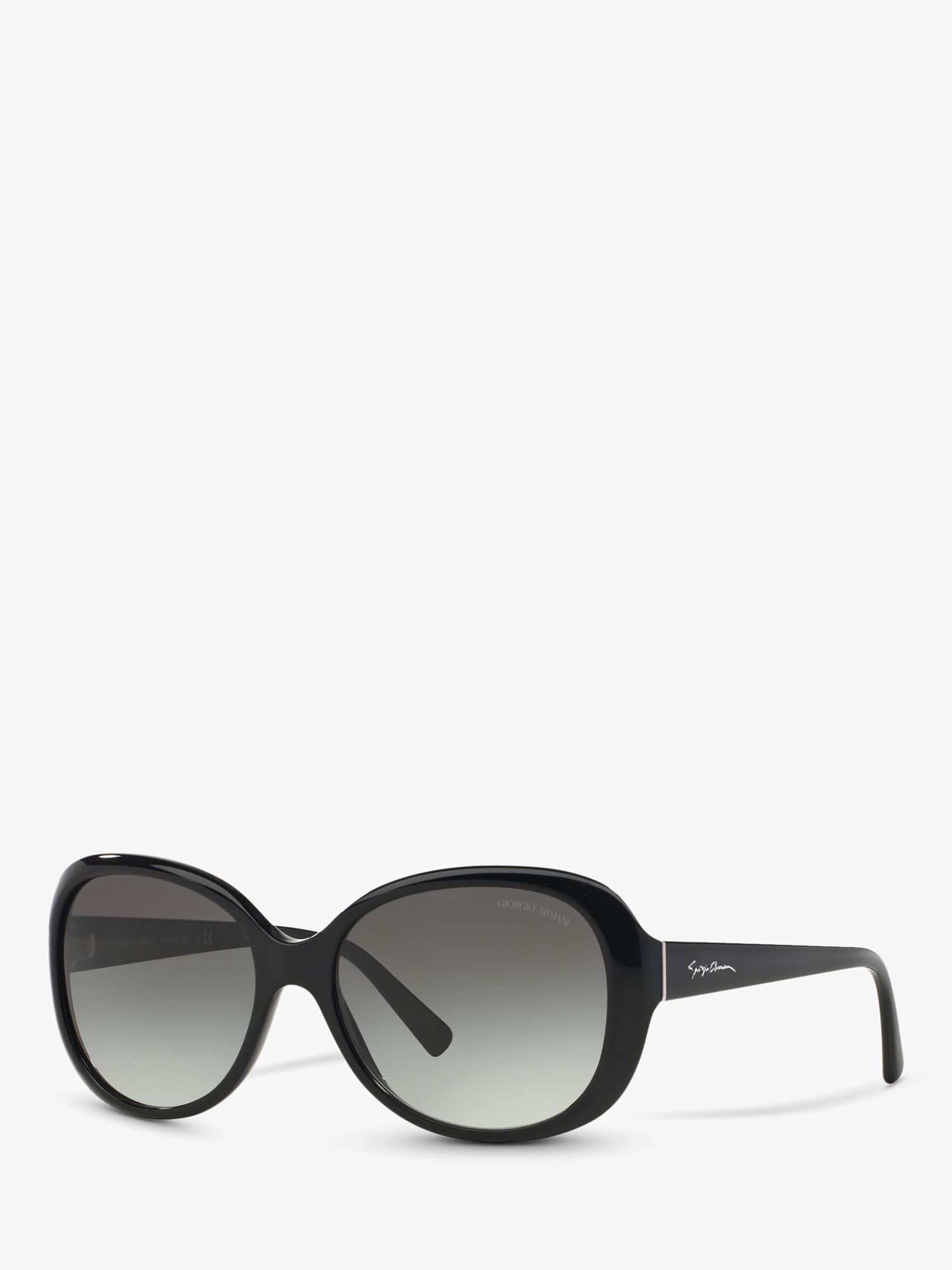 Giorgio Armani AR8047 Women's Round Sunglasses, Polished Black/Grey  Gradient at John Lewis & Partners