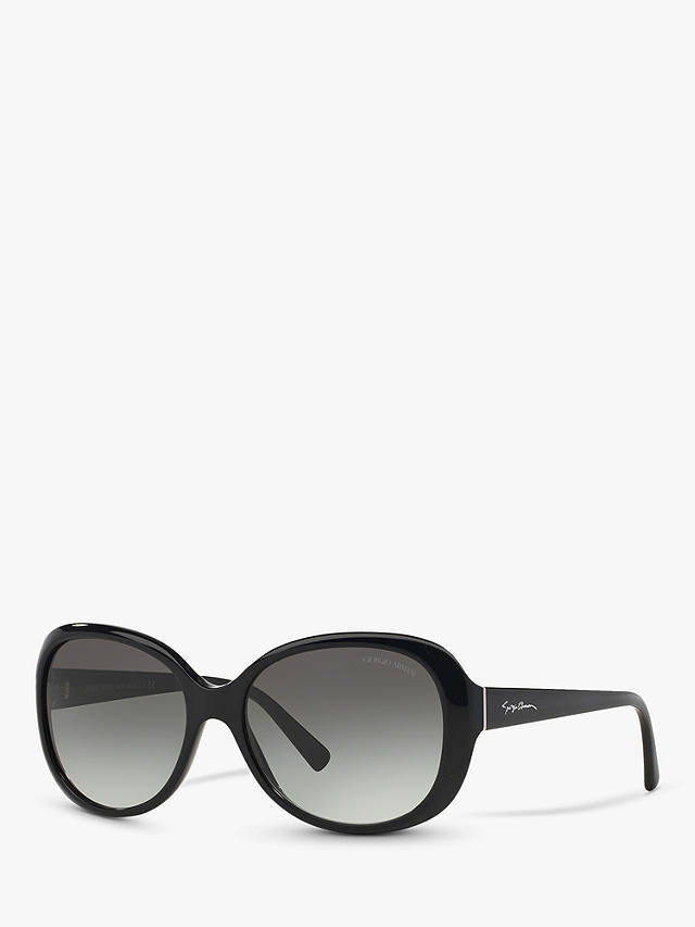 Giorgio Armani AR8047 Women's Round Sunglasses, Polished Black/Grey Gradient