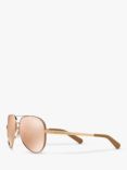 Michael Kors MK5004 Women's Chelsea Aviator Sunglasses, Gold/Mirror Pink