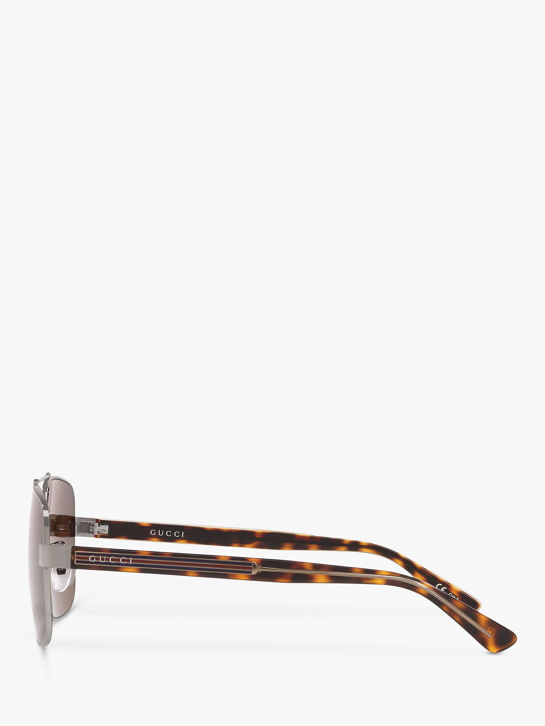 Buy Gucci GC001245 Men's Aviator Sunglasses, Silver/Brown Online at johnlewis.com