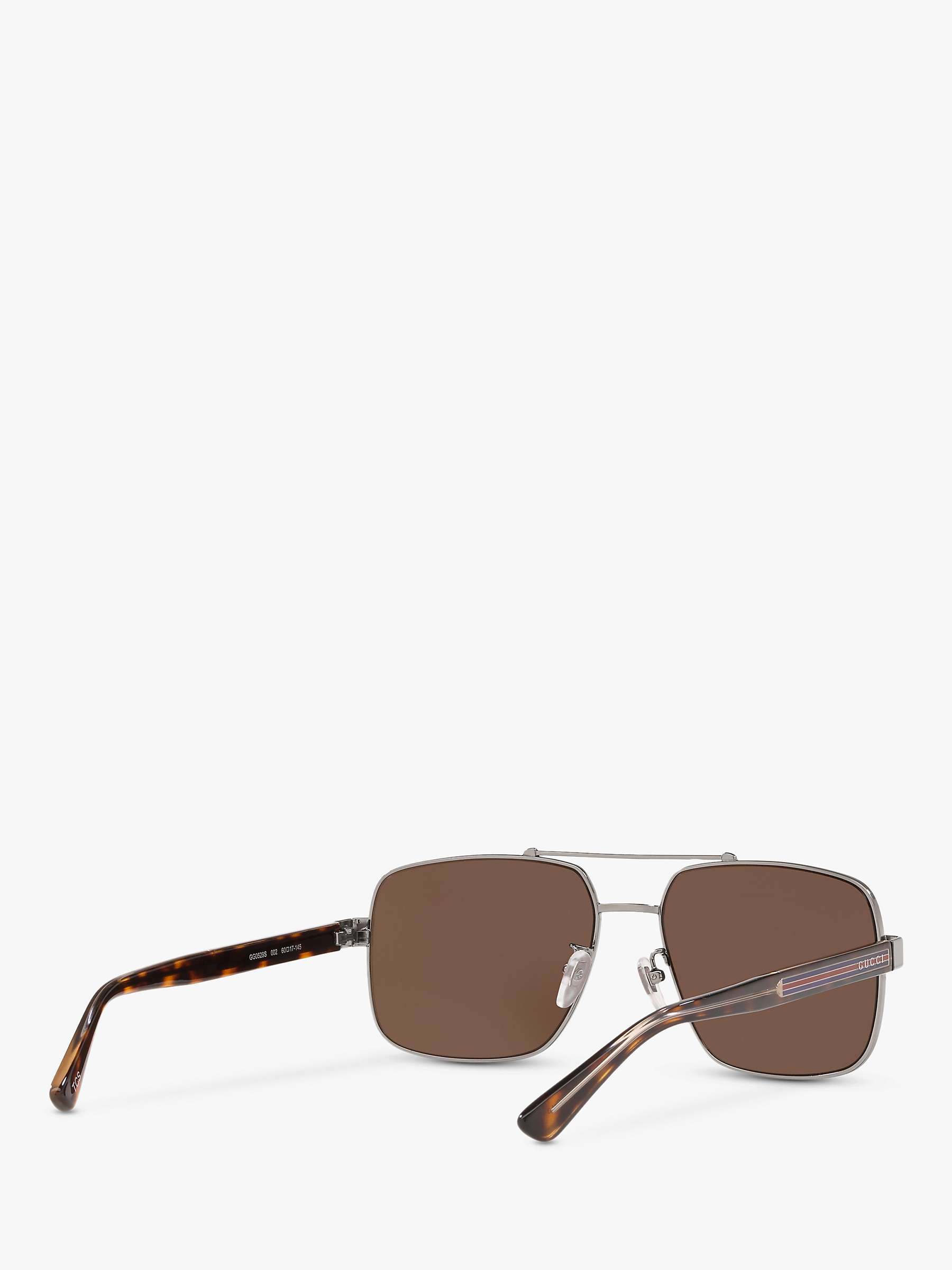 Buy Gucci GC001245 Men's Aviator Sunglasses, Silver/Brown Online at johnlewis.com