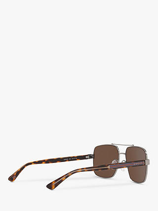 Gucci GC001245 Men's Aviator Sunglasses, Silver/Brown