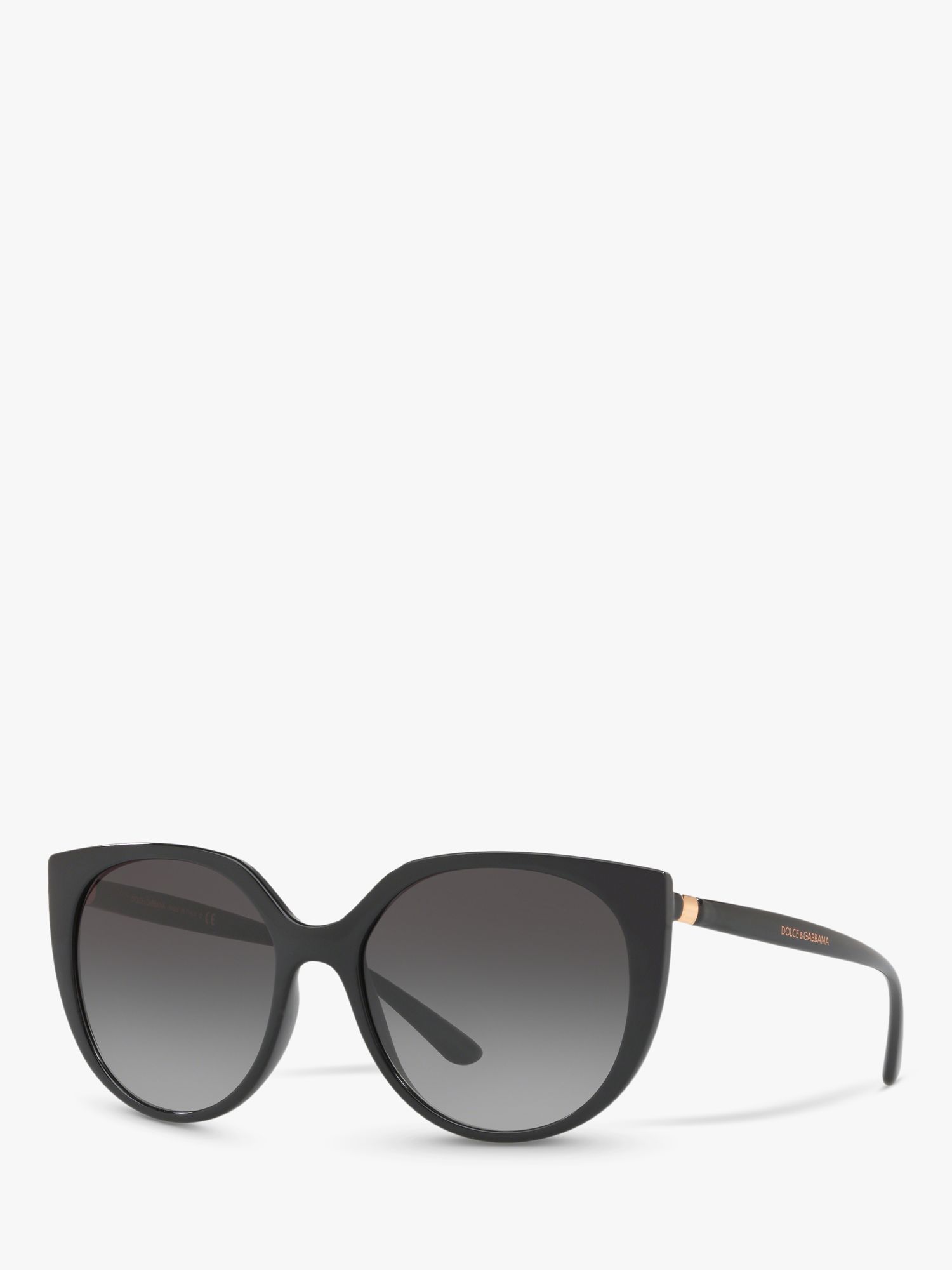 Dolce & Gabbana DG6119 Women's Oval Sunglasses, Matte Black/Grey Gradient  at John Lewis & Partners
