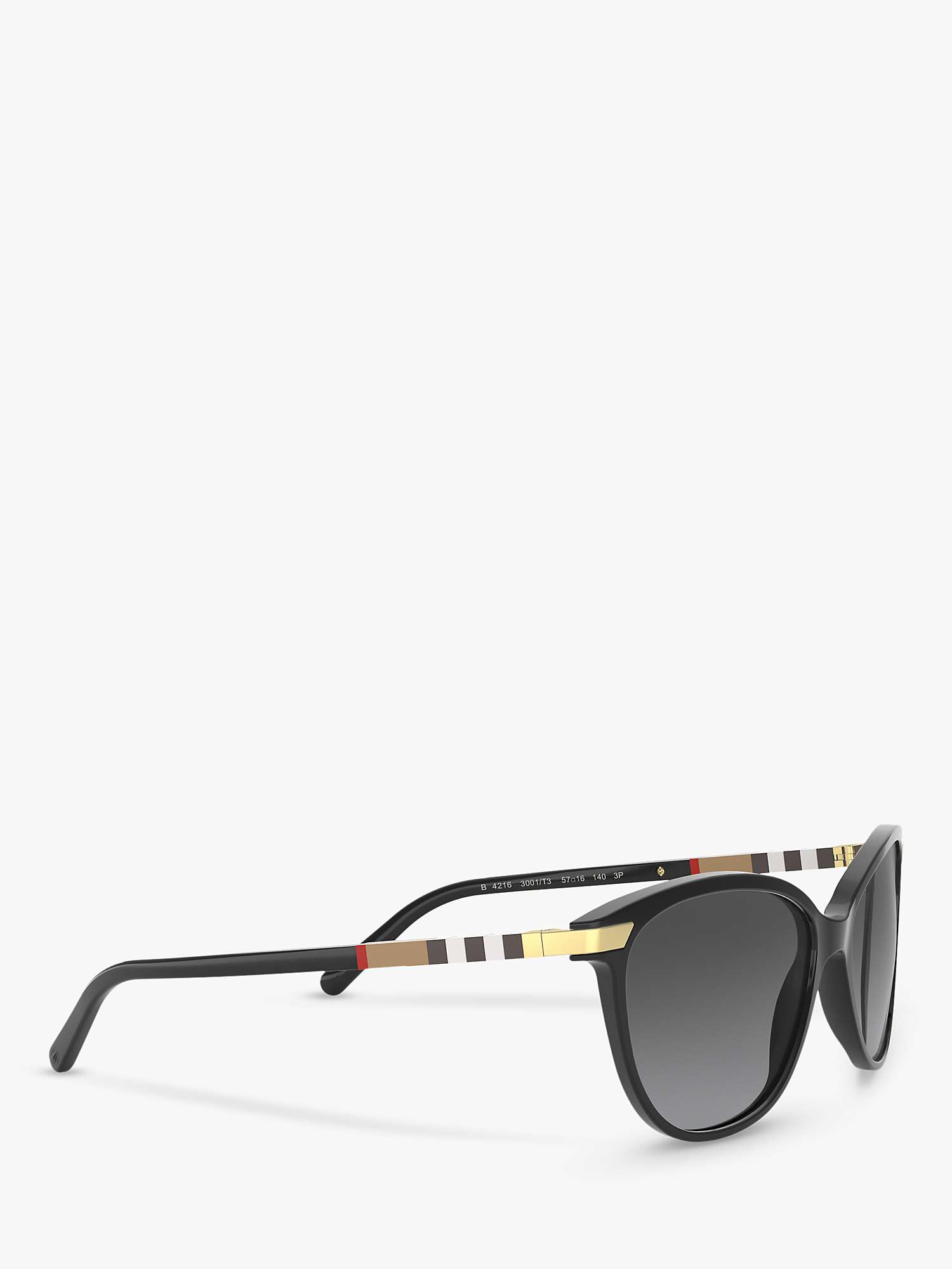 Buy Burberry BE4216 Women's Polarised Cat's Eye Sunglasses, Black/Grey Gradient Online at johnlewis.com