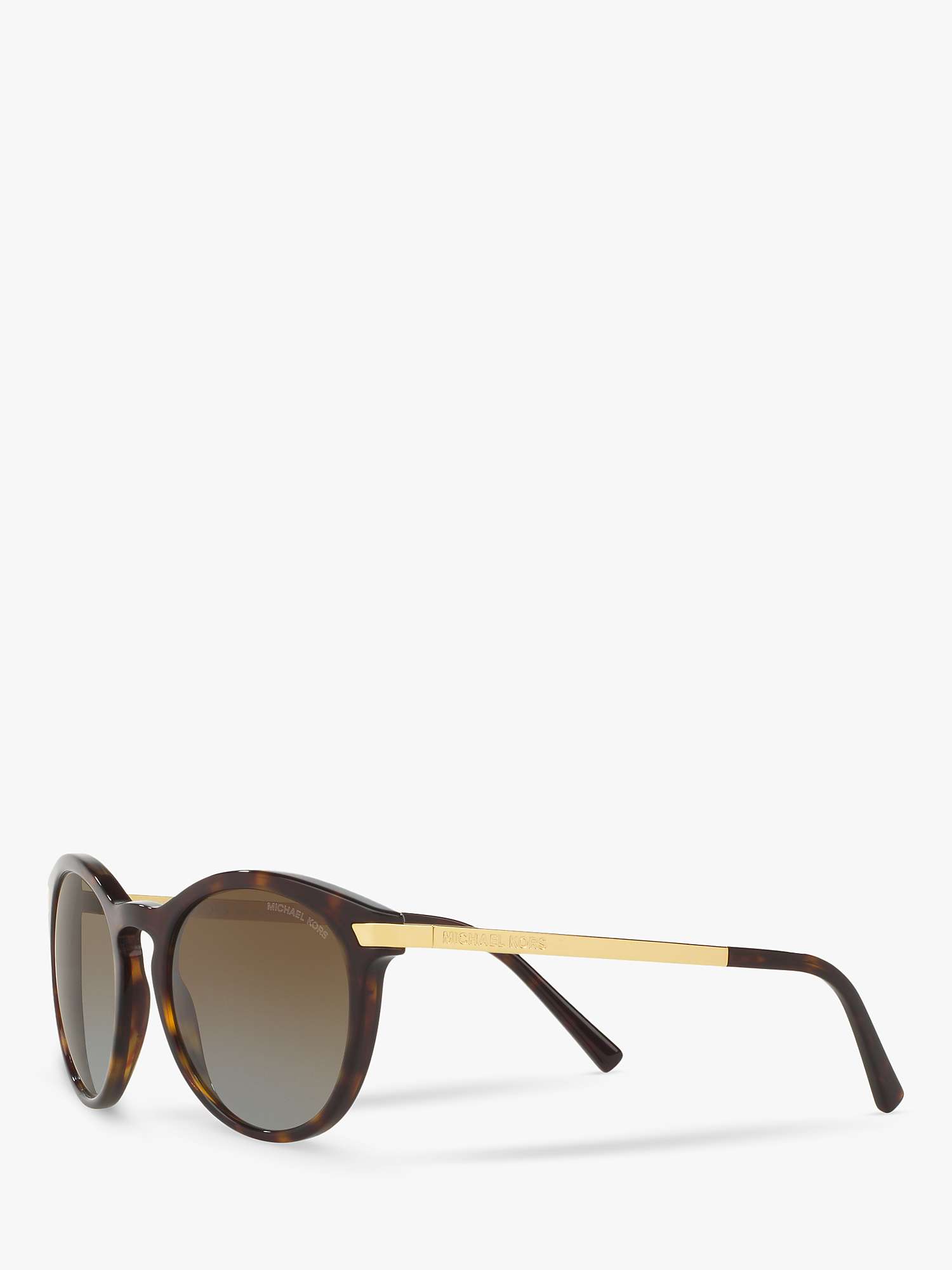 Buy Michael Kors MK2023 Women's Polarised Round Sunglasses, Tortoise/Brown Gradient Online at johnlewis.com