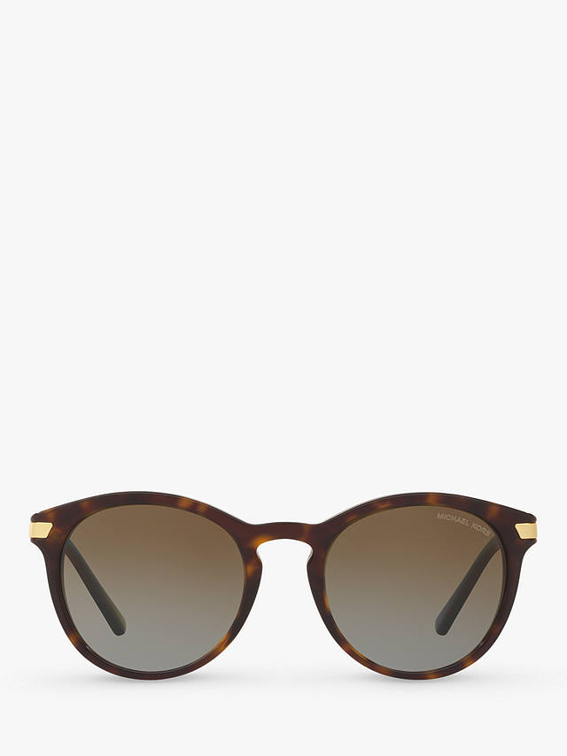 Michael Kors MK2023 Women's Polarised Round Sunglasses, Tortoise/Brown Gradient