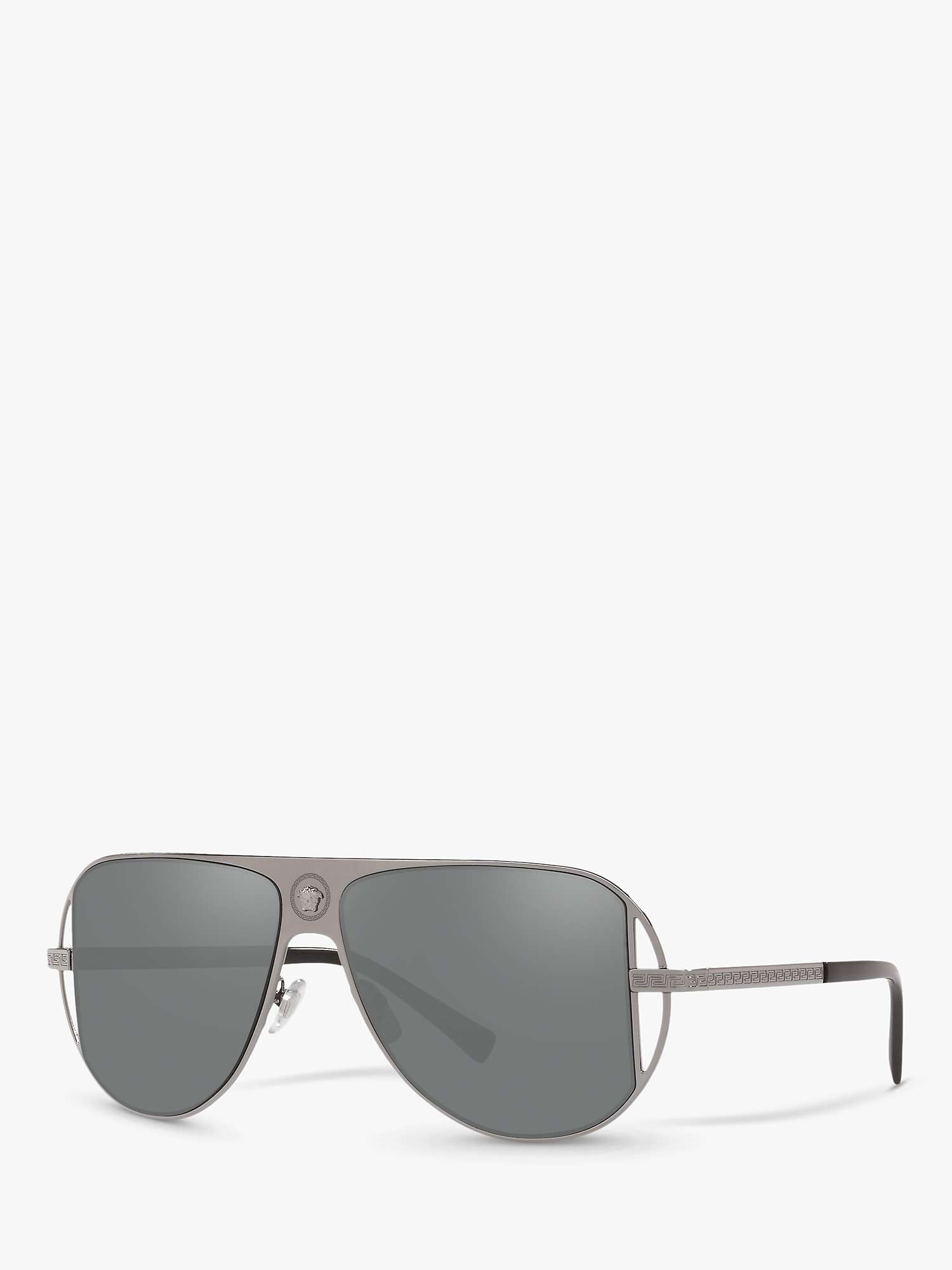 Versace VE2212 Men's Aviator Sunglasses, Silver/Grey at John Lewis ...