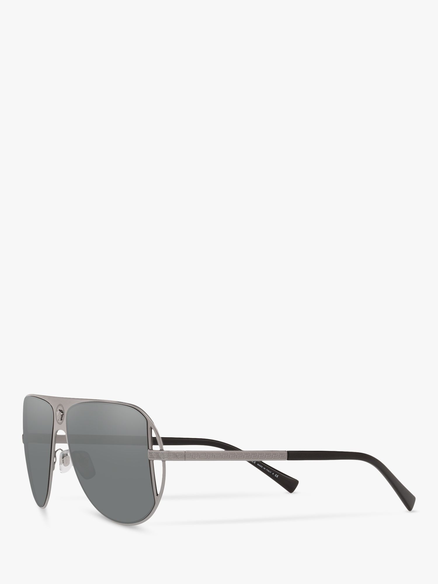 Versace VE2212 Men's Aviator Sunglasses, Silver/Grey at John Lewis & Partners