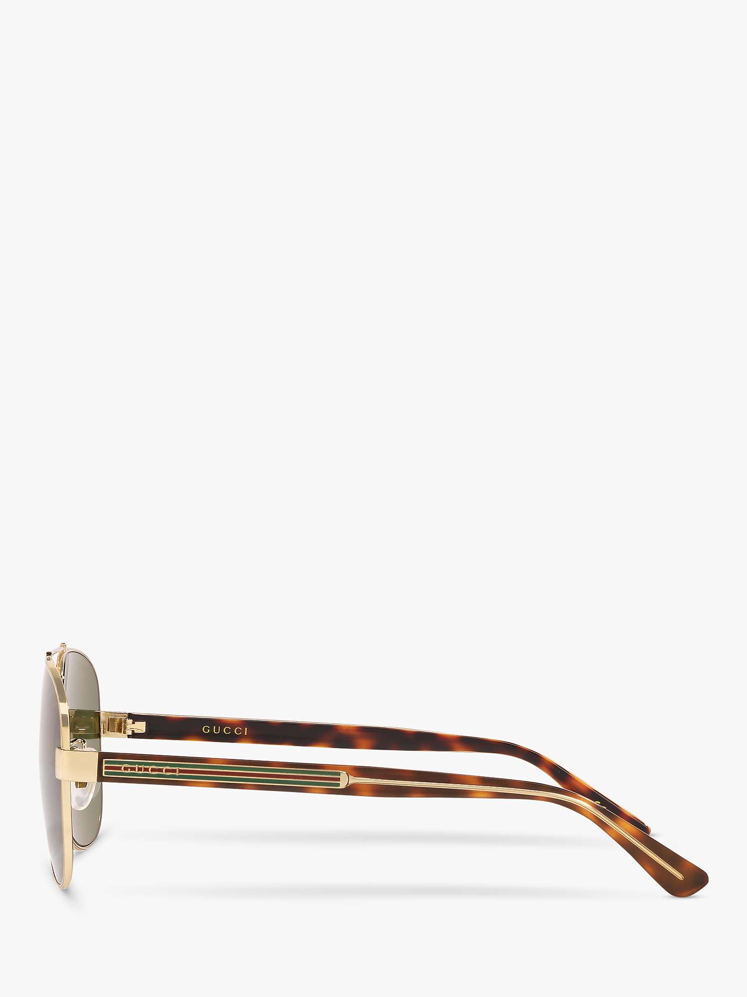 Buy Gucci GC001244 Men's Aviator Sunglasses, Gold/Green Online at johnlewis.com
