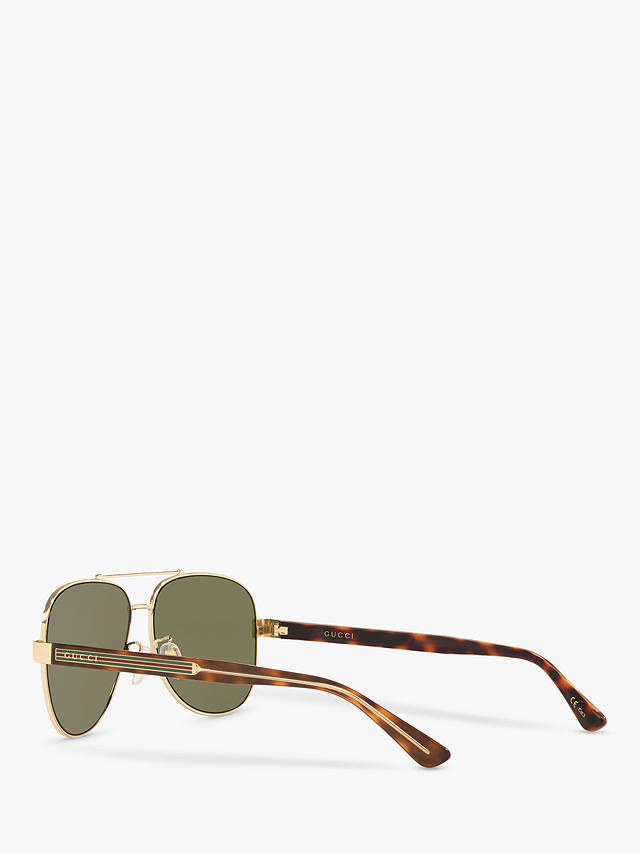 Gucci GC001244 Men's Aviator Sunglasses, Gold/Green