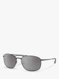 Ray-Ban RB3654 Men's Polarised Square Sunglasses, Black/Grey