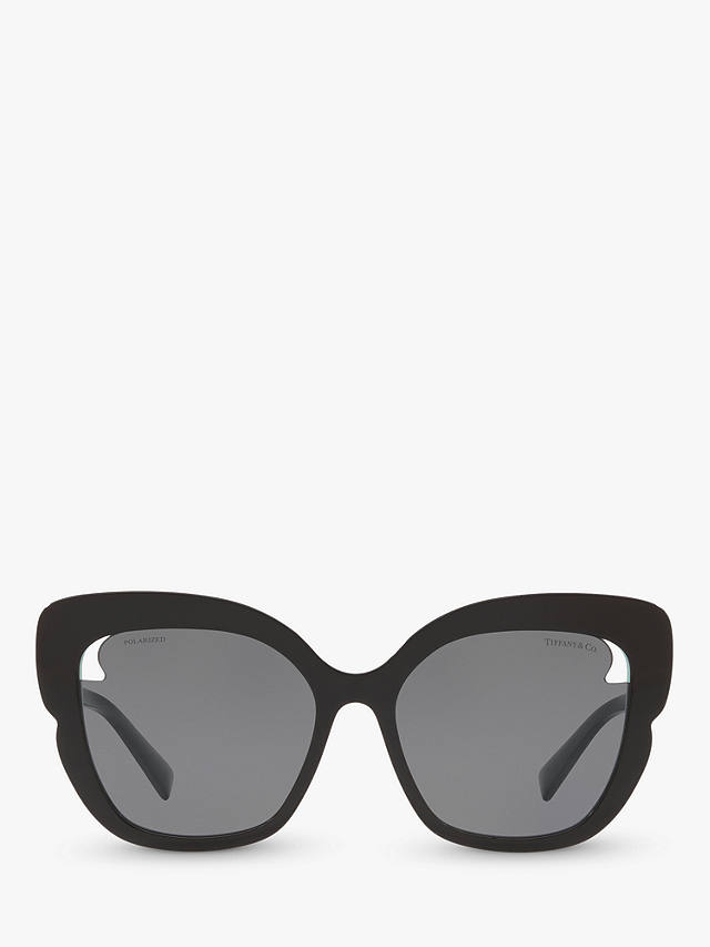 Tiffany & Co TF4161 Women's Polarised Square Sunglasses, Black at John ...