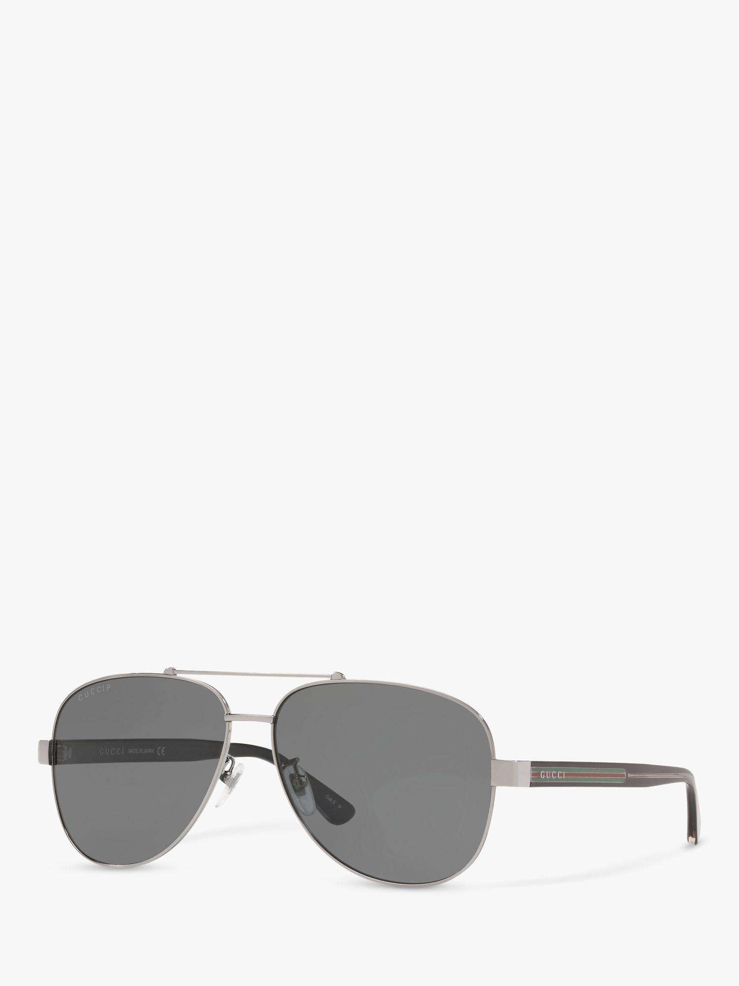 Gucci GG0528S Men's Aviator Polarised Aviator Sunglasses, Silver/Grey at  John Lewis & Partners