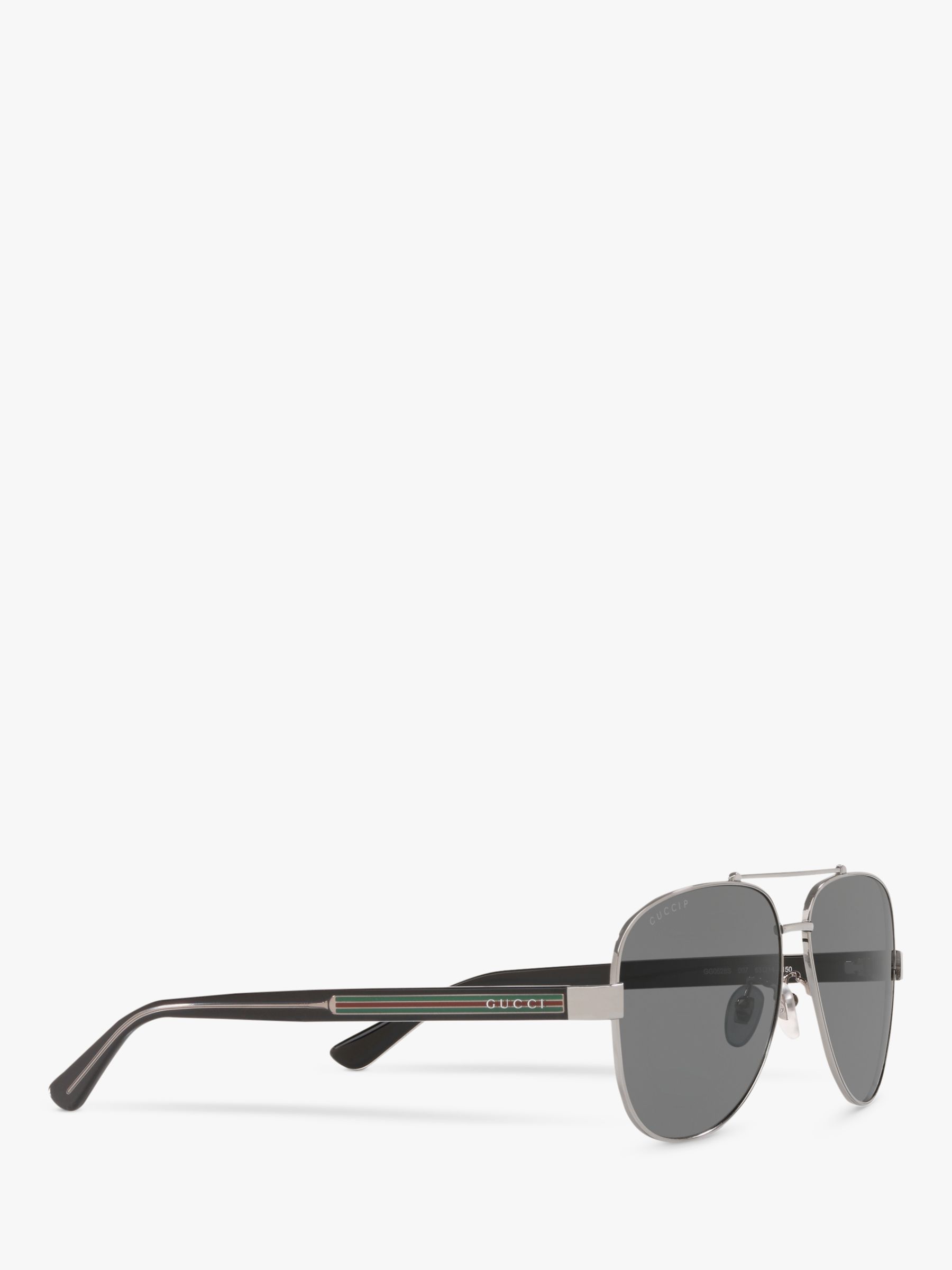 Gucci GG0528S Men's Aviator Polarised Aviator Sunglasses, Silver/Grey at  John Lewis & Partners