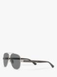 Gucci GG0528S Men's Aviator Polarised Aviator Sunglasses, Silver/Grey