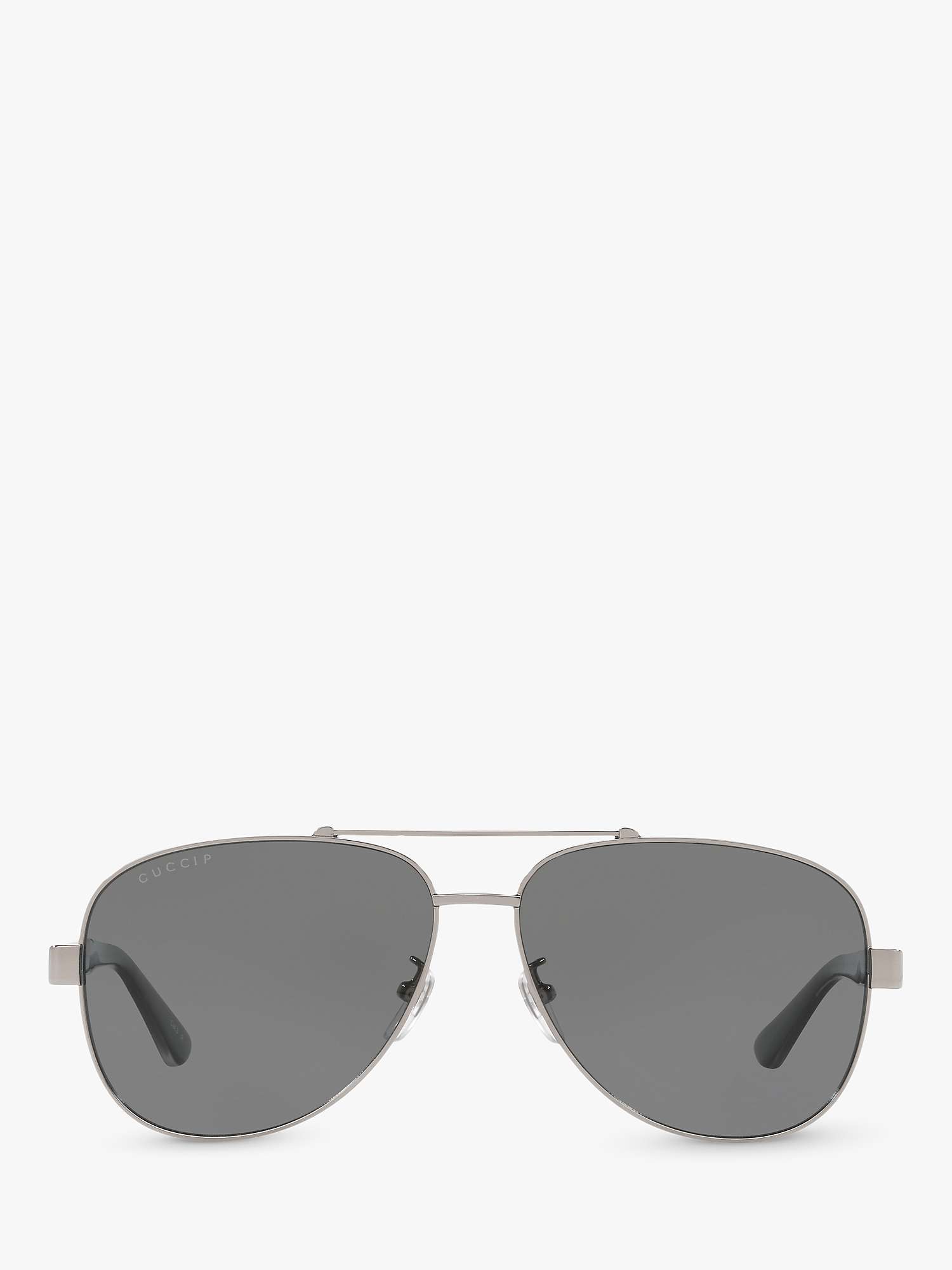 Buy Gucci GG0528S Men's Aviator Polarised Aviator Sunglasses, Silver/Grey Online at johnlewis.com