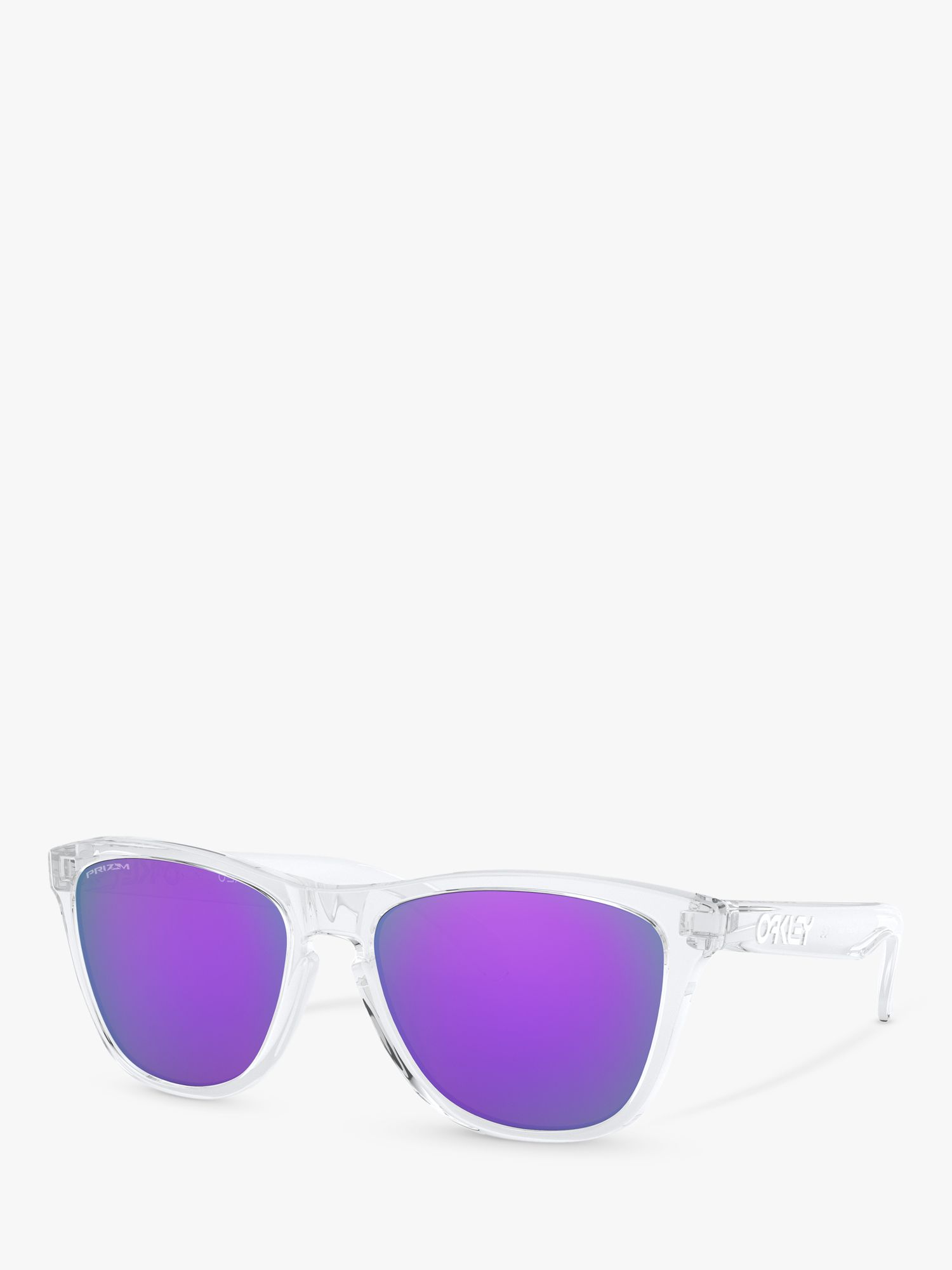 Oakley OO9013 Men's Frogskins Prizm Square Sunglasses, Clear/Mirror Purple  at John Lewis & Partners