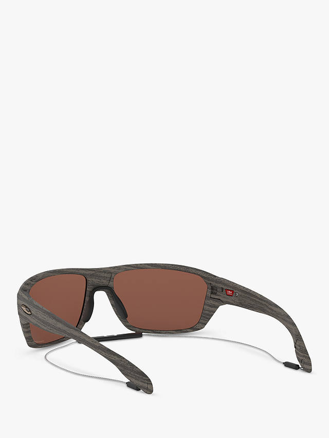 Oakley OO9416 Men's Split Shot Prizm Polarised Rectangular Sunglasses, Brown Stripe/Sapphire