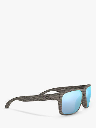 Oakley OO9102 Men's Holbrook Prizm Polarised Square Sunglasses, Grey/Mirror Blue