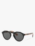 Burberry BE4280 Men's Round Sunglasses, Black/Grey