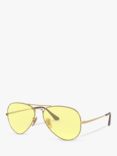 Ray-Ban RB3689 Men's Evolve Aviator Sunglasses, Gold/Light Yellow Photochromic