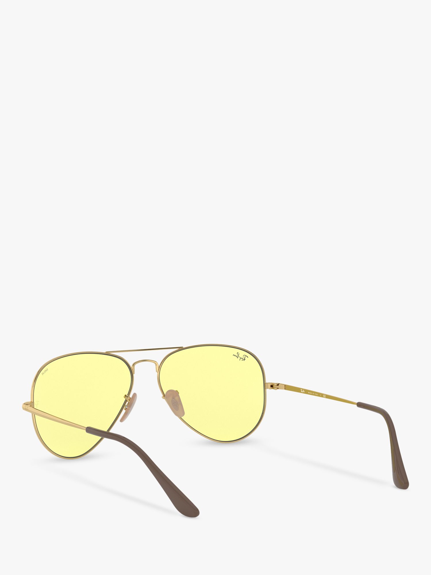 Ray-Ban RB3689 Men's Evolve Aviator Sunglasses, Gold/Light Yellow  Photochromic at John Lewis & Partners