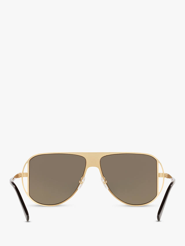 Versace VE2212 Men's Aviator Sunglasses, Gold/Mirror Yellow at John ...