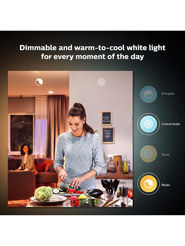 Philips Hue White Ambiance Wireless Lighting LED Light Bulb with Bluetooth, 5W GU10 Bulb, Pack of 2