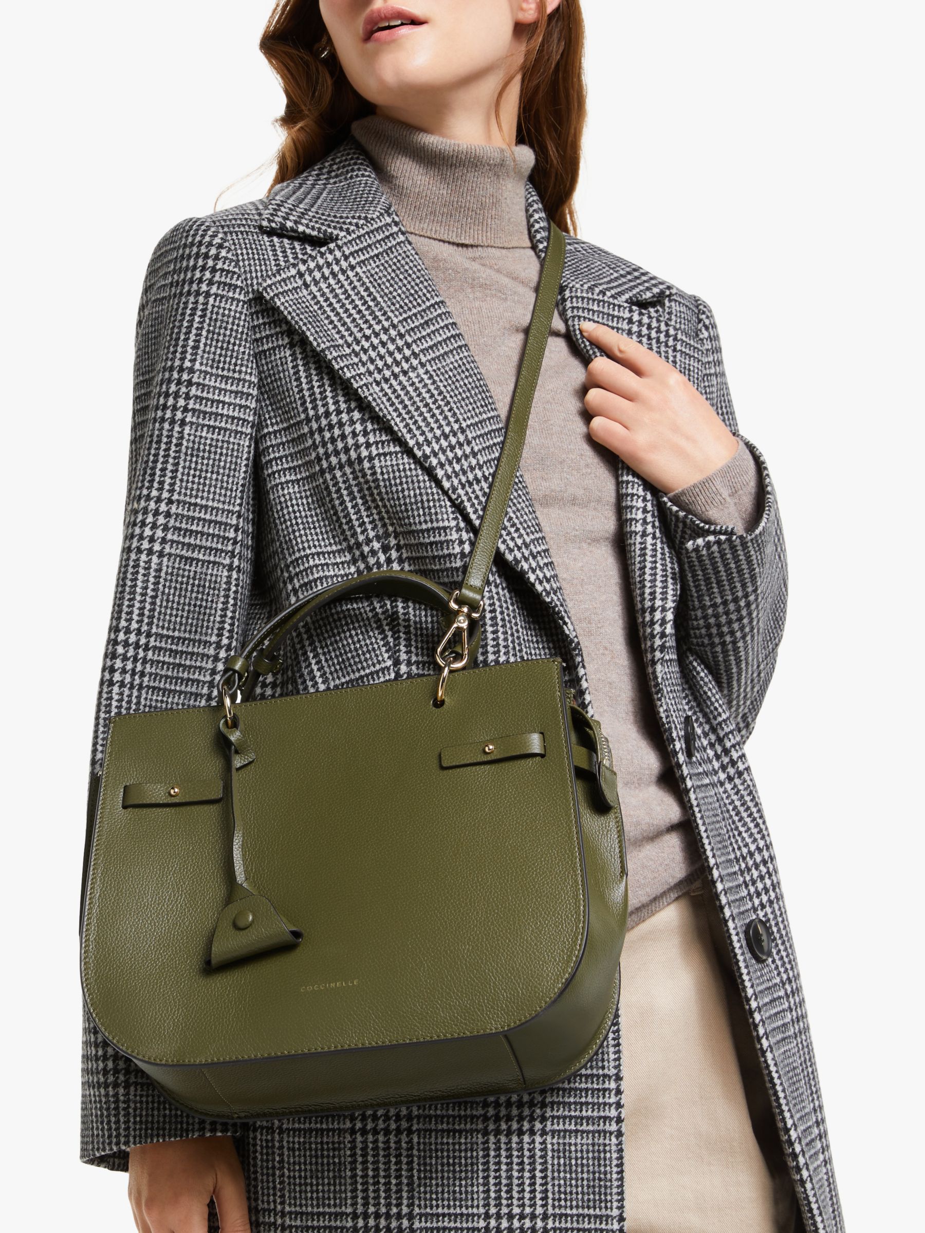 Coccinelle Didi Cabas Leather Shoulder Bag, Green